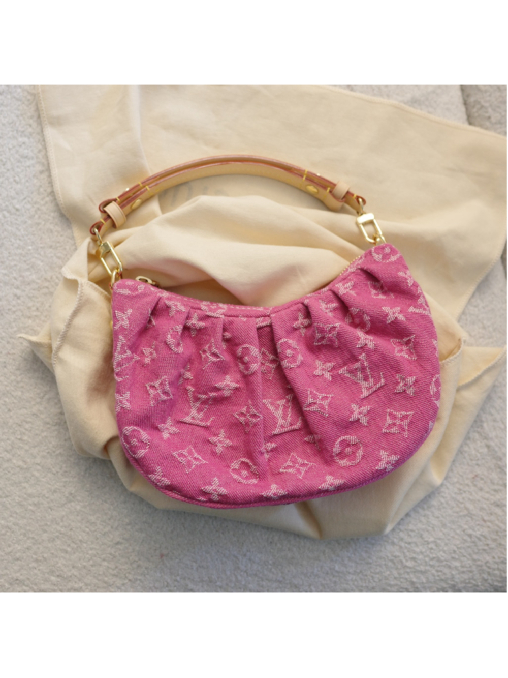 Louis Vuitton Pochette Valley Pink Fuschia Denim EXCELLENT - Picture 3 of 16
